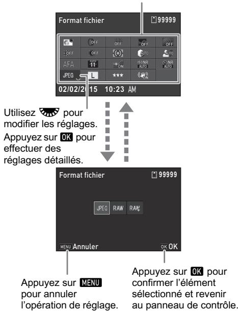 PENTAX K-1 MII  -  K-1 MARK II - Utilisation du panneau de contrôle - 1