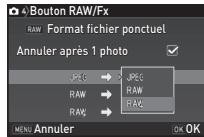 PENTAX K-1 MII  -  K-1 MARK II - Réglage du format fichier ponctuel - 1