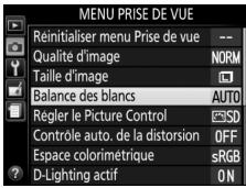 NIKON D850 - Sélectionnez une option de balance des blancs. - 1