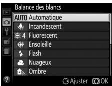 NIKON D850 - Sélectionnez une option de balance des blancs. - 2