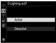 NIKON D850 - Affichez les options de d-lighting actif. - 3