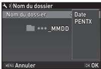 PENTAX 645Z - Sélectionnez un nom de dossier et appuyez sur OK. - 1