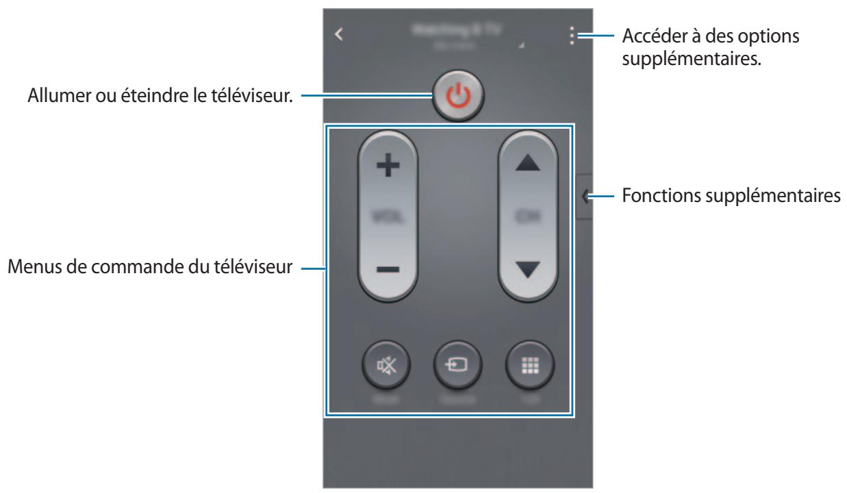 Accéder à des options supplémentaires. Allumer ou éteindre le téléviseur. Fonctions supplémentaires Menus de commande du téléviseur