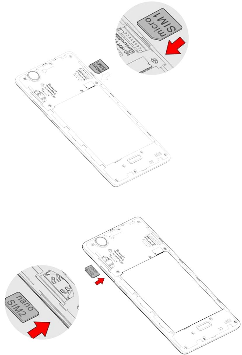 WIKO Y60 - ~ Inserção dos cartões SIM - 2