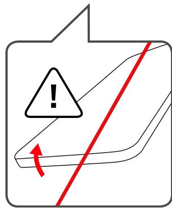 Warning symbol with exclamation mark and red diagonal arrow indicating direction