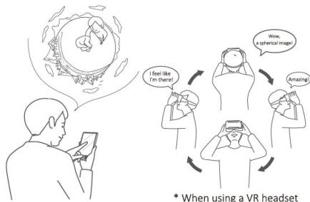 RICOH WG-M1 - By using the application, view a 360° picture or video. - 1