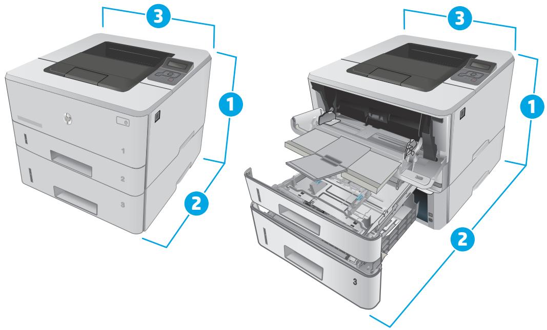 HP LASERJET ENTERPRISE FLOW MFP M681DH - Dimensions de l'imprimante - 3