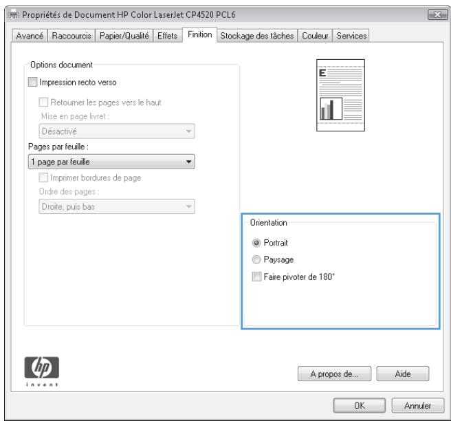 HP LASERJET ENTERPRISE MFP M631DN  -  LASERJET ENTERPRISE MFP M632F - Selectionner l'orientation de la page (Windows) - 3