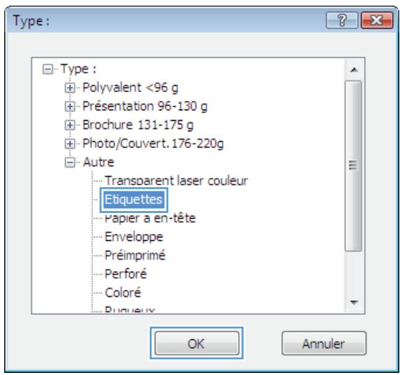 HP LASERJET ENTERPRISE MFP M631DN  -  LASERJET ENTERPRISE MFP M632F - Selectionner le type de papier (Windows) - 6