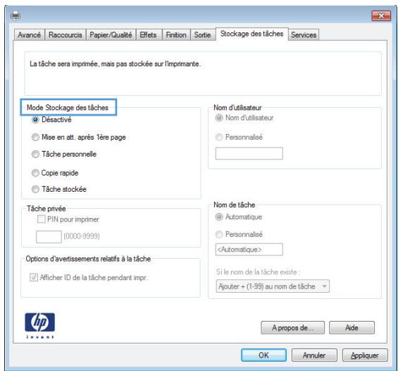 HP LASERJET ENTERPRISE MFP M631DN  -  LASERJET ENTERPRISE MFP M632F - Créer une tâche en mémoire (Windows) - 2