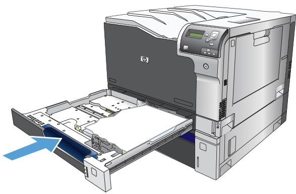 HP LASERJET ENTERPRISE MFP M631DN  -  LASERJET ENTERPRISE MFP M632F - Chargement des bacs 2 et 3 et des bacs optionnels 4, 5 et 6 avec un papier de format standard - 4
