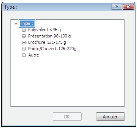 HP LASERJET ENTERPRISE M880Z - Selectionner le type de papier (Windows) - 4