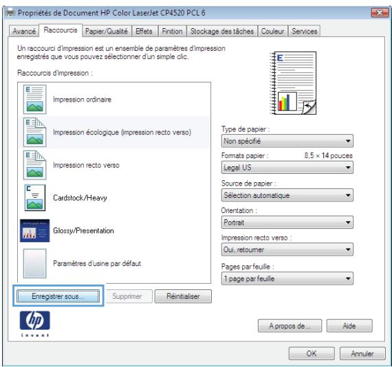 HP LASERJET ENTERPRISE M880Z - Créer des raccourcis d'impression (Windows) - 5