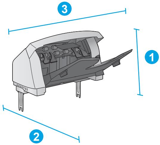 HP LASERJET ENTERPRISE FLOW M830Z - Dimensions des accessoires d'entrée et de sortie - 3