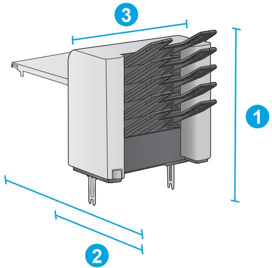 HP LASERJET ENTERPRISE FLOW M830Z - Dimensions des accessoires d'entrée et de sortie - 5