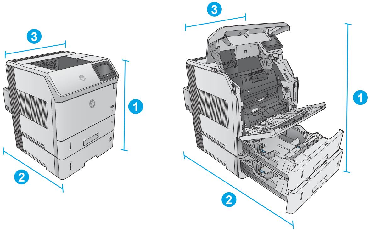 HP LASERJET MANAGED MFP E62555DN (J8J66A) - Dimensions des produits standard - 4