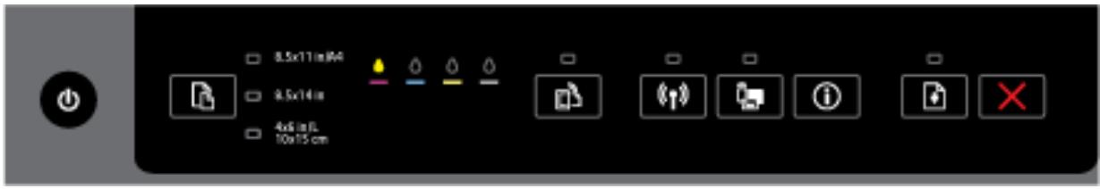 HP OFFICEJET 6820 - The Power button and ink cartridge lights - 6