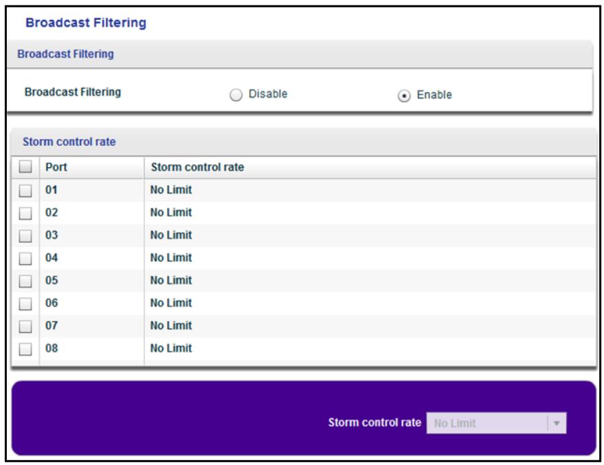 NETGEAR XS728T - To set up broadcast filtering: - 1