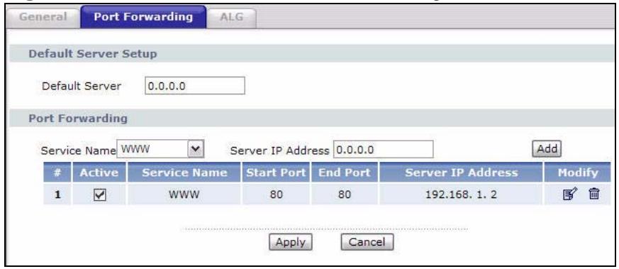 ZYXEL ARMOR Z1 NWD6605 - Configuring the Port Forwarding Screen - 1