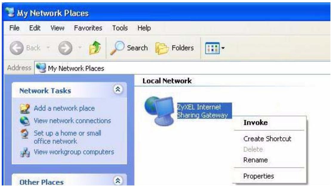 ZYXEL ARMOR Z1 NWD6605 - Select My Network Places under Other Places. - 2