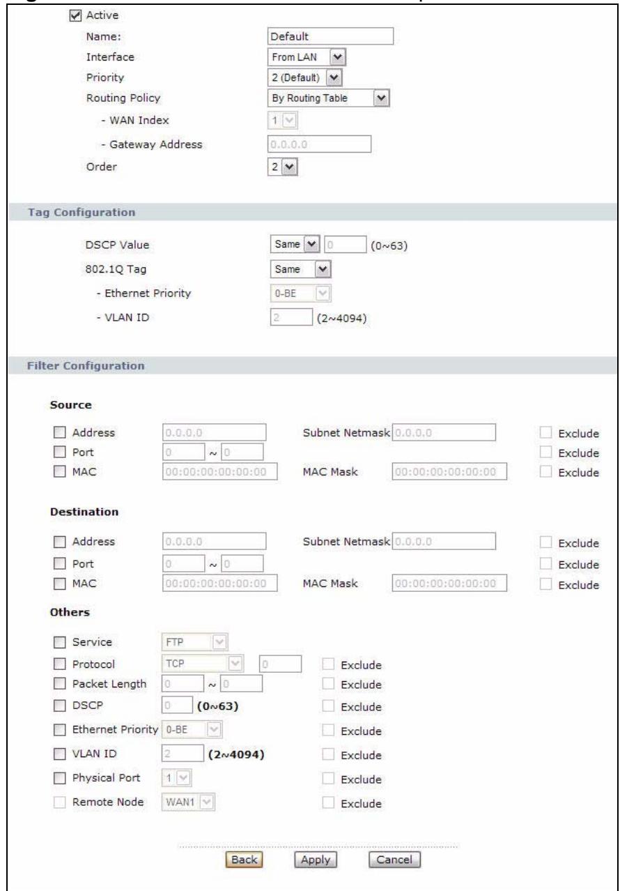 ZYXEL ARMOR Z1 NWD6605 - The Class Configuration Screen - 1