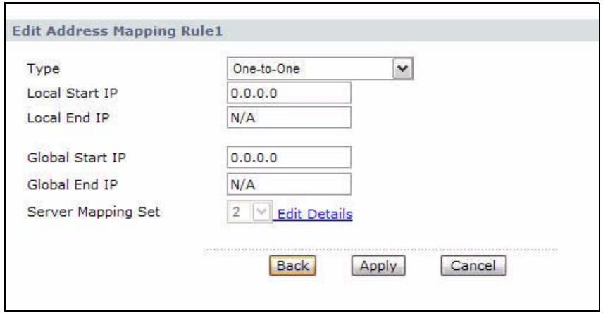ZYXEL ARMOR Z1 NWD6605 - The Address Mapping Rule Edit Screen - 1