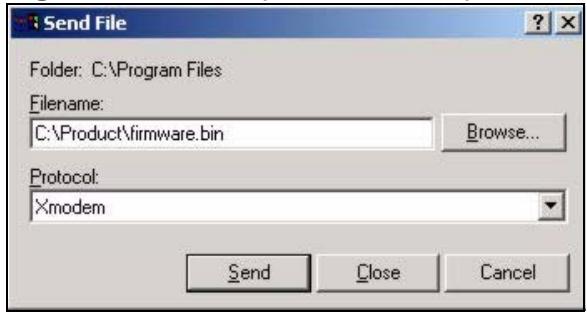 ZYXEL ARMOR Z1 NWD6605 - Example Xmodem Firmware Upload Using HyperTerminal - 1