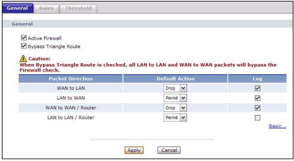 ZYXEL ARMOR Z1 NWD6605 - The Firewall General Screen - 1