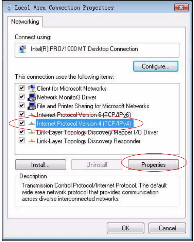 ZYXEL ARMOR Z1 NWD6605 - Select Internet Protocol Version 4 (TCP/IPv4) and click Properties. - 1