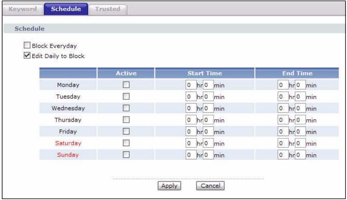 ZYXEL ARMOR Z1 NWD6605 - The Schedule Screen - 1