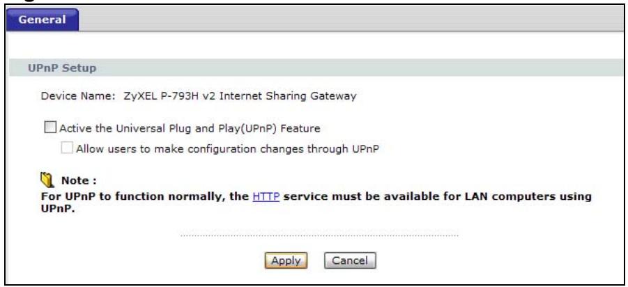 ZYXEL ARMOR Z1 NWD6605 - The UPnP Screen - 1