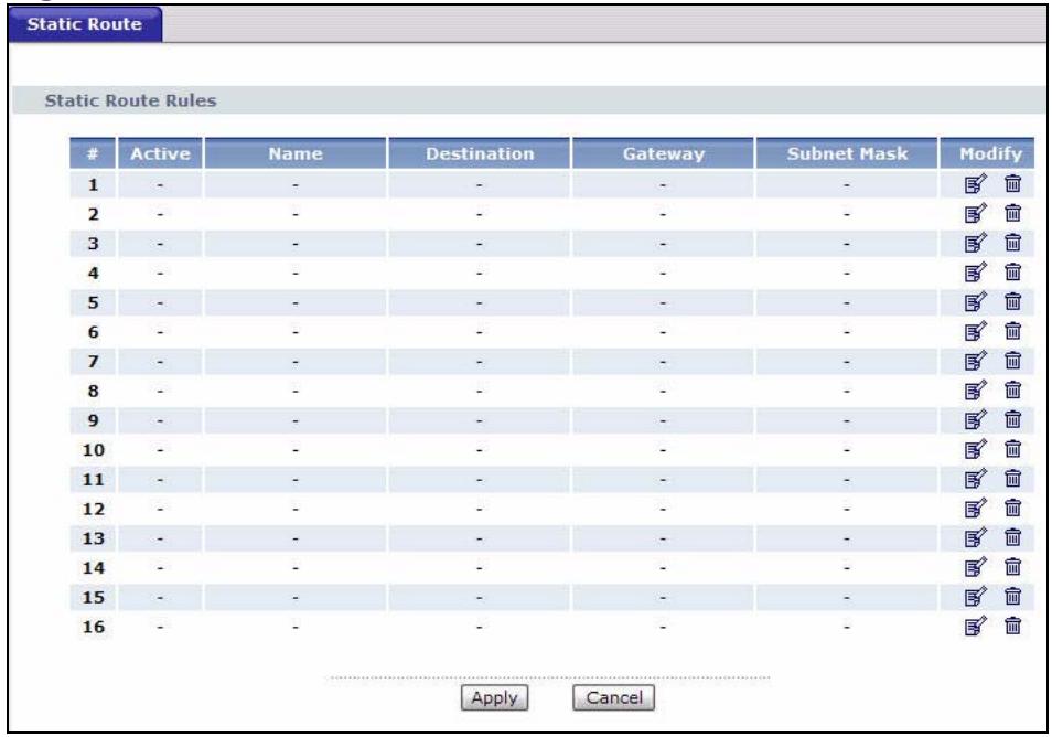 ZYXEL ARMOR Z1 NWD6605 - The Static Route Screen - 1