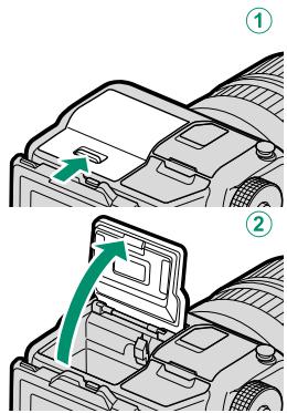 FUJIFILM X-T10 - Open the battery-chamber cover. - 2