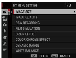 FUJIFILM X-T10 - MY MENU SETTING - 2