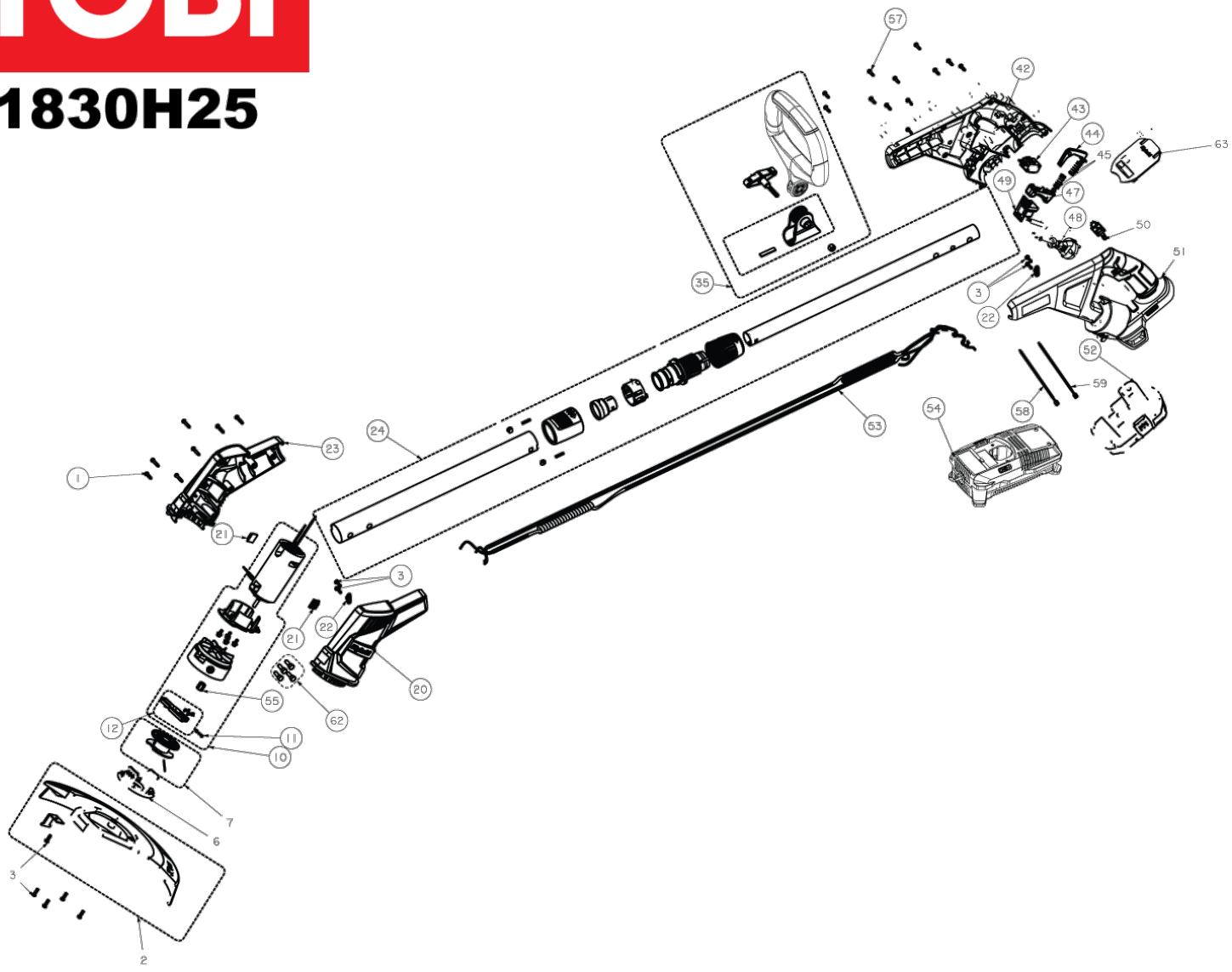 RYOBI EXPAND-IT RLT1238 - RLT1830H25 - 1