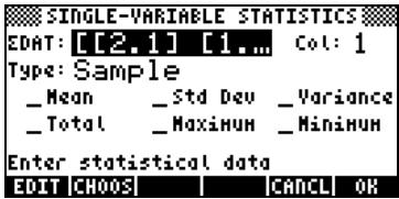 HP 48G - Calcul de statistiques à une seule variable - 1