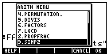 HP 48G - Fonctions du menu ARITHMETIC - 2