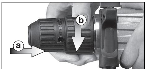 METABO SBE730 - Colocación del portabrocas: - 1