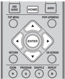 2ND AUDIO HOME AUDIO TOP MENU POP-UP/MENU ENTER RETURN ON SCREEN ZOOM PROGRAM SHUFFLE REPEAT R G Y B
