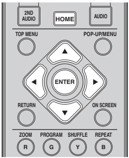 2ND AUDIO HOME AUDIO TOP MENU POP-UP/MENU ENTER RETURN ON SCREEN ZOOM PROGRAM SHUFFLE REPEAT R G Y B