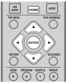 2ND AUDIO HOME AUDIO TOP MENU POP-UP/MENU ENTER RETURN ON SCREEN ZOOM PROGRAM SHUFFLE REPEAT R G Y B