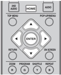 2ND AUDIO HOME AUDIO TOP MENU POP-UP/MENU ENTER RETURN ON SCREEN ZOOM PROGRAM SHUFFLE REPEAT R G Y B