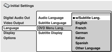 ONKYO DV-SP500 - Default setting: w/Subtitle Lang. - 1
