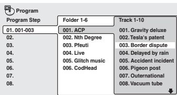 ONKYO DV-SP500 - Select a title, chapter, folder or track for the current step in the program list. - 5