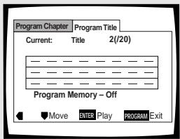 PIONEER DV-575A - Die PROGRAM-Taste drucken. Der Programm-Bildschirm erscheint nun. - 2