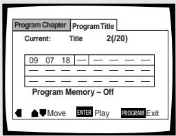 PIONEER DV-575A - Im Programmierfenster die Zifferntasten zur Eingabe der Sektor- oder Kapitelnummern in der zu programmierenden Reihenfolge drucken. - 2