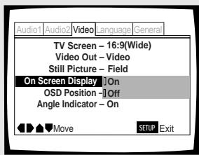 PIONEER DV-575A - Mise en service, mise hors service, de l'affichage sur l'écran [Expert] - 1