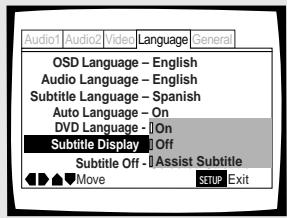 PIONEER DV-575A - Affichage ou non des sous-titres et des sous-titres d'aide Expert - 1