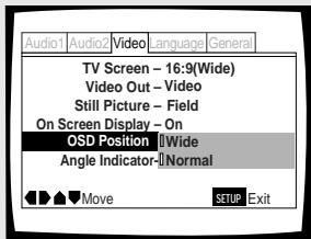 PIONEER DV-575A - Choix de la position d'affichage sur l'écran - 1