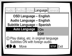 PIONEER DV-575A - Choix des langues de base pour les dialogues et les sous-titres - 1